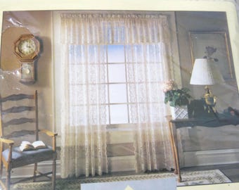 Cortinas vintage de encaje Susan de JCPenney / Cortinas de encaje color vainilla cremoso de 84" x 58"