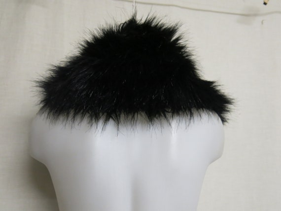 Black FAUX Fur Fox Muffler Wrap Large Fox Collar … - image 4