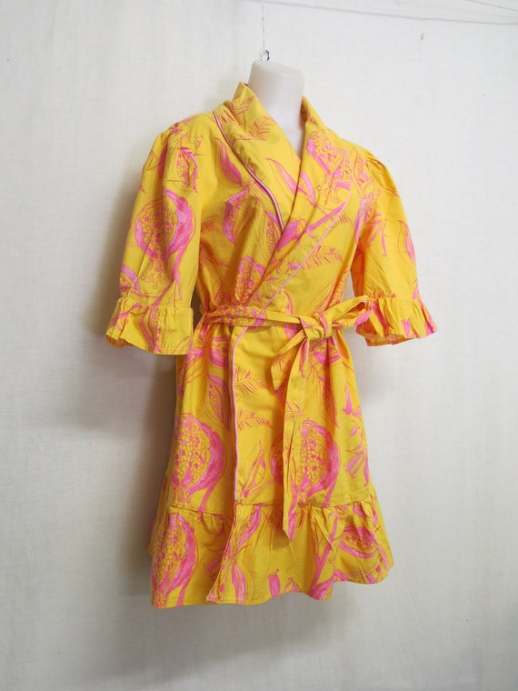 Resort Cotton Short Kimono  Robe M/L French Flora… - image 1