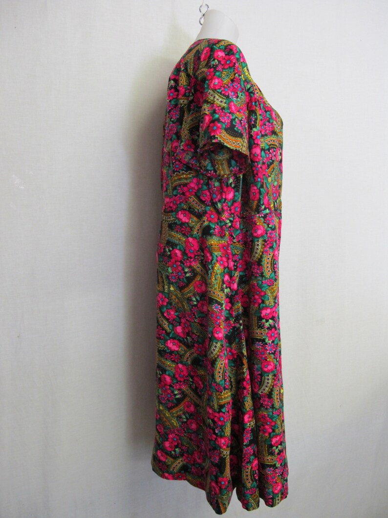 Hawaiian Muumuu Cotton Kaftan House Dress XL Crepe Barkcloth