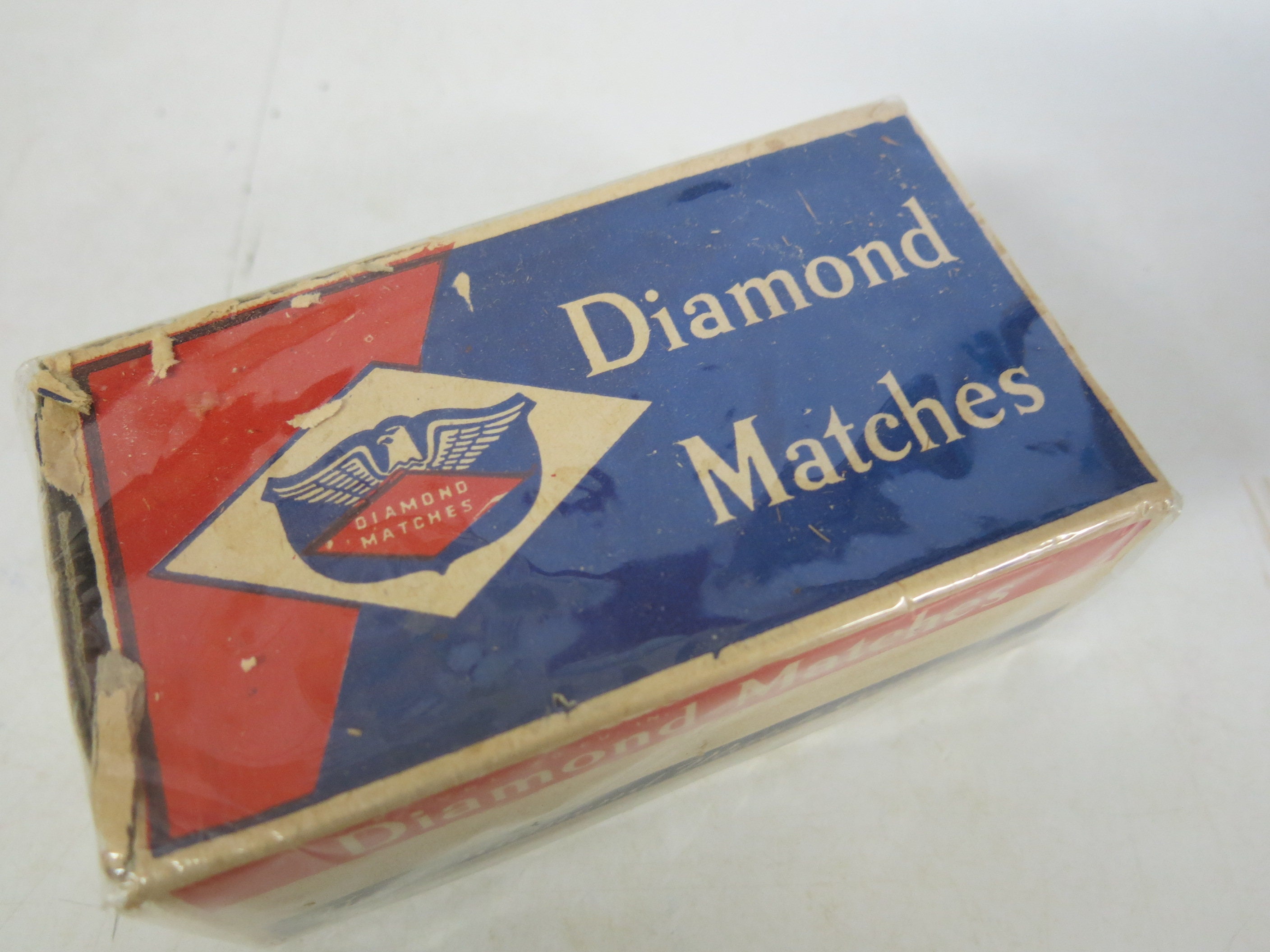 Vintage DIAMOND Red Top Safety Matches, Matchbox W/wood Stick