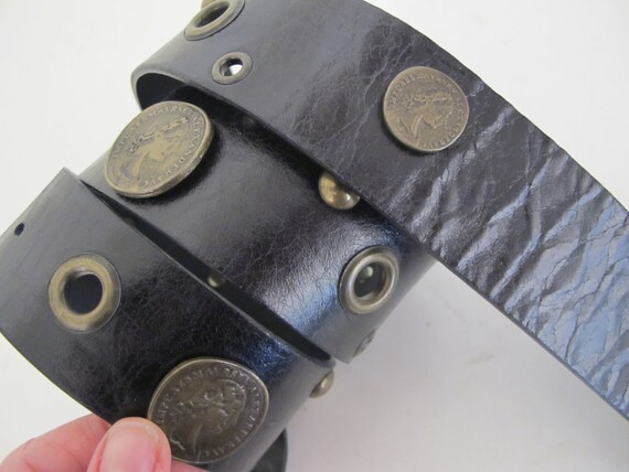 Black‎ Leather Coin-Accent Bohemian Belt Unbranded FCL Black Coin Concho Belt - Fox Creek Leather main image 2