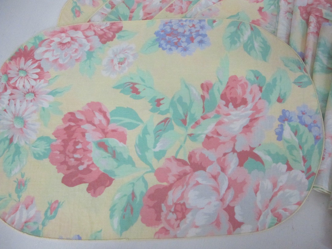 Floral Placemats and Napkins Set Summer Placemats Pastel Placemats Set