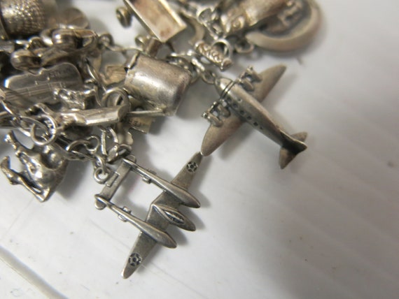WWII Sterling Silver Charm Bracelet FDR Airplanes… - image 7