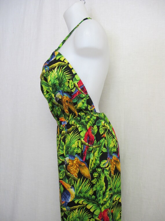 Hawaiian Dress Sun Dress Halter Top Backless Flor… - image 4