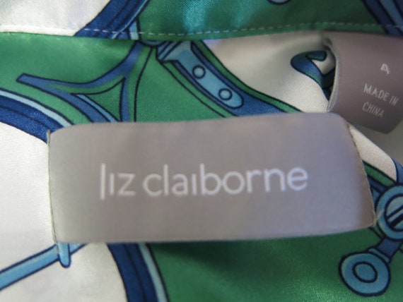 Liz Claiborne Silk Blouse Equestrian Motif New wi… - image 7