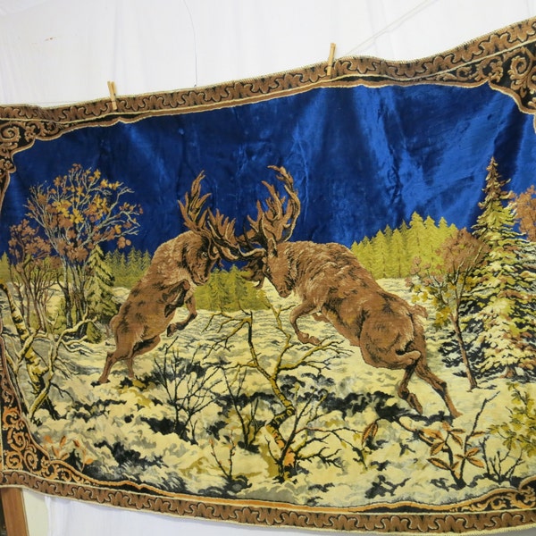 Belgium Wall Hanging/Rug/Tapestry Velvet Deer in the Forest