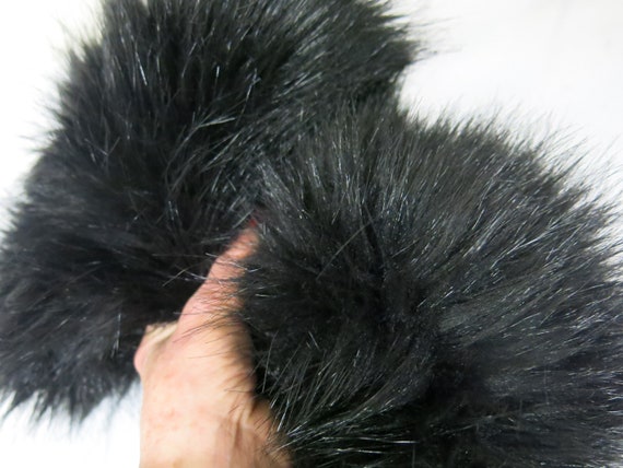 Black FAUX Fur Fox Muffler Wrap Large Fox Collar … - image 6