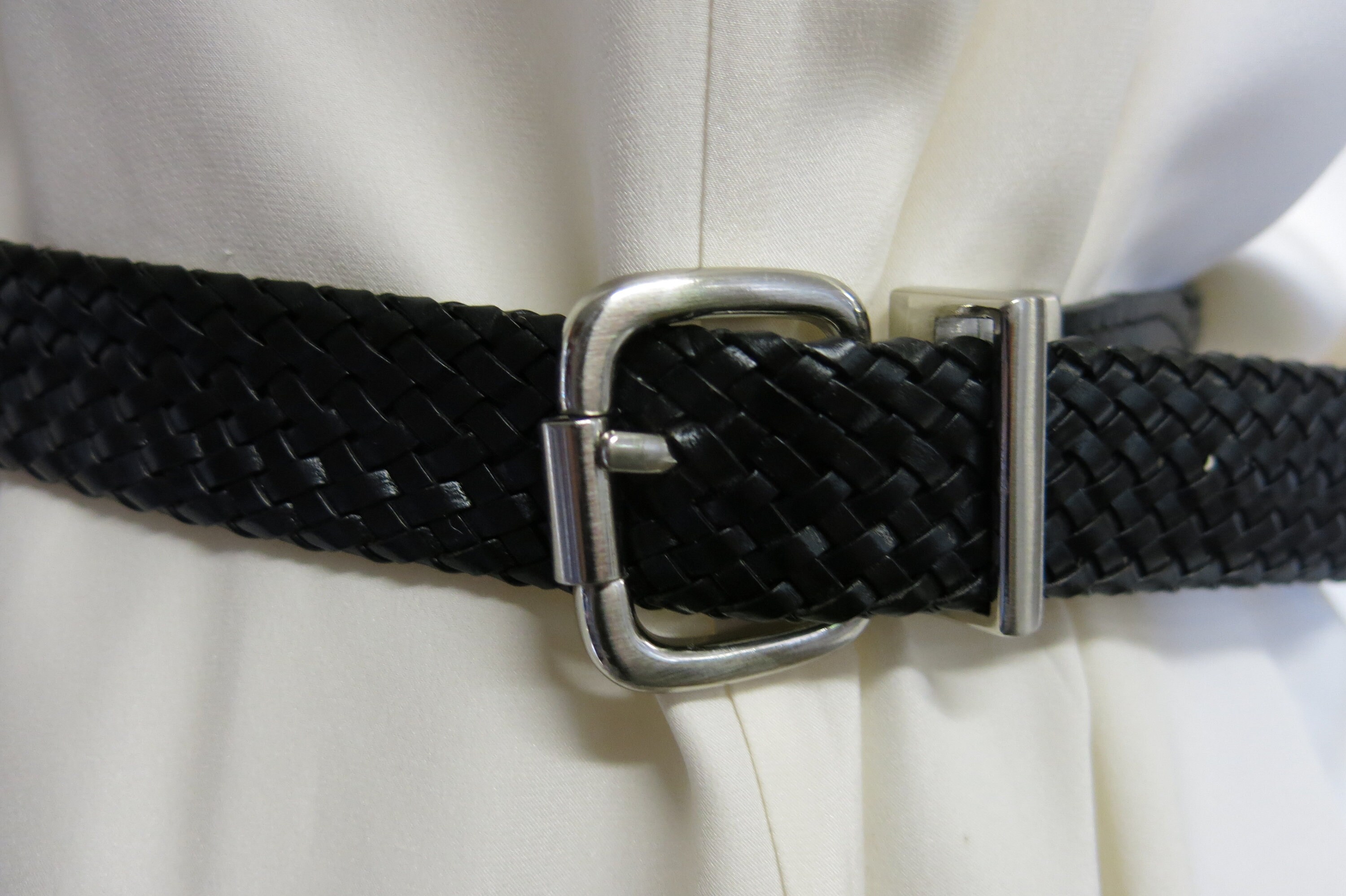 NWT Ralph Lauren Braided Black Leather Belt with Silver Hardware |Size Small Polo Ralph Lauren Men main image 2