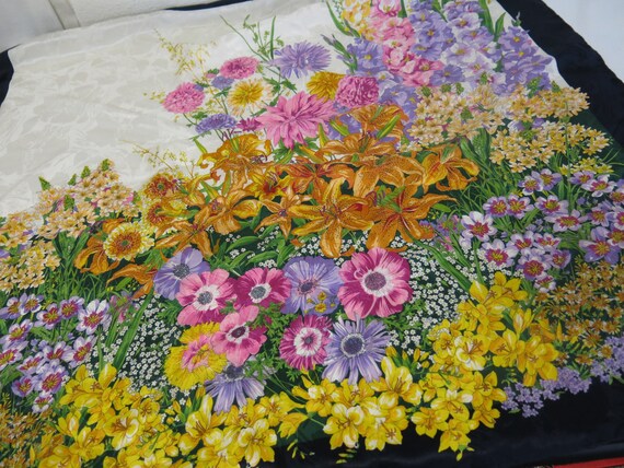 Vintage Silk Scarf Floral Scarf 1970's Spring Sum… - image 2