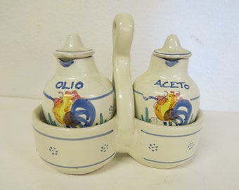 GUTE Deruta Italy Raffaellesco Öl- & Essig-Set – Handbemalt In Italien, Keramik, 17,8 Cm Hoch