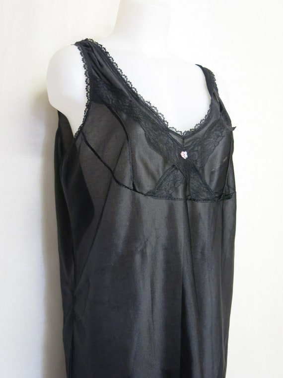 Mad Men Nightgown Black Nylon Nightgown Black Lac… - image 3