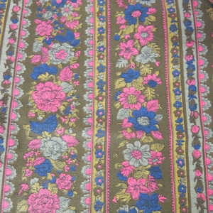 Mid Century Chintz Roses Polished Cotton Vintage Fabric