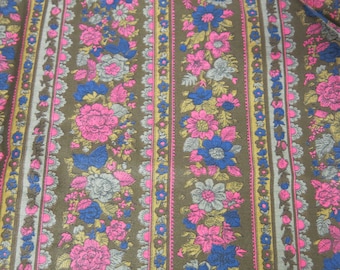 Tela vintage de algodón pulido con rosas Chintz de mediados de siglo