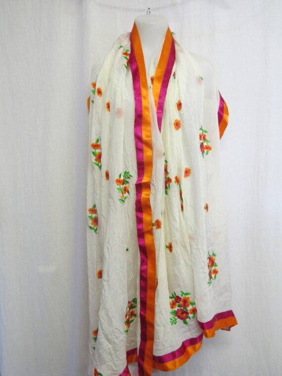 Silk Chiffon Shawl Embroidered Shawl Embroidered … - image 9