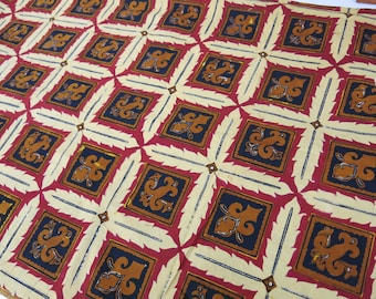 Polynesian Fabric Abstract Hawaiian Fabric Brown Tiki Print
