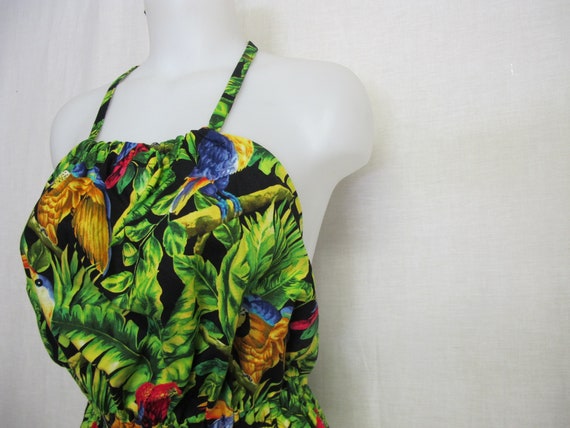 Hawaiian Dress Sun Dress Halter Top Backless Flor… - image 3
