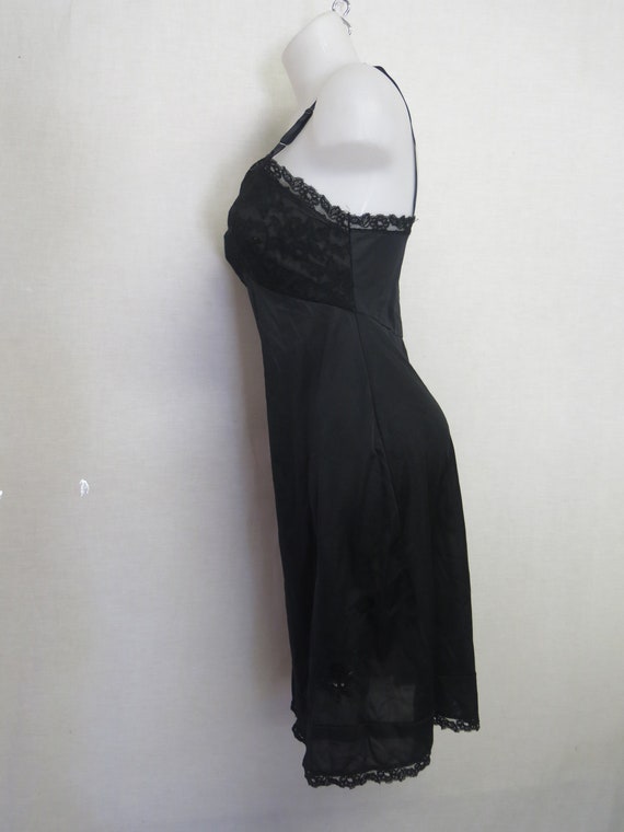 Black Nylon Slip 1960s Slip Charmode Goth Slip 34… - image 5