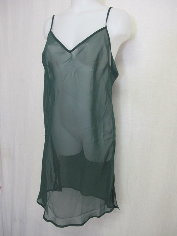 Chiffon Sheer Nightgown Forest Green Chemise Baby