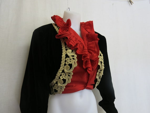 Red Ruffle Blouse Pirate Blouse Poet's Blouse Rom… - image 6