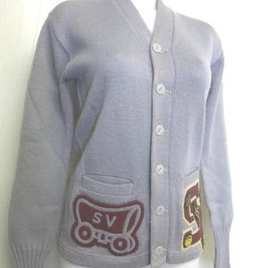 1950s Varsity Sweater Letterman Sweater Gray and Burgundy Cheerleader