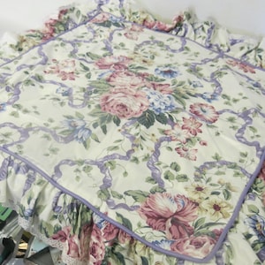 Waverly Pillow Sham Floral Cabbage Roses Set of 2 Lavender Blue NWOT
