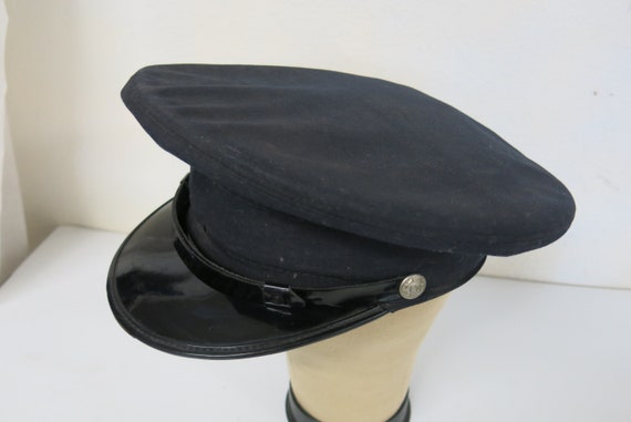 Fireman's Cap Vintage Black Military Policeman's Cap … - Gem