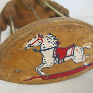 Mid Century Wood Toy Baby&#39;s Toy Rock Rocking Horse Decal