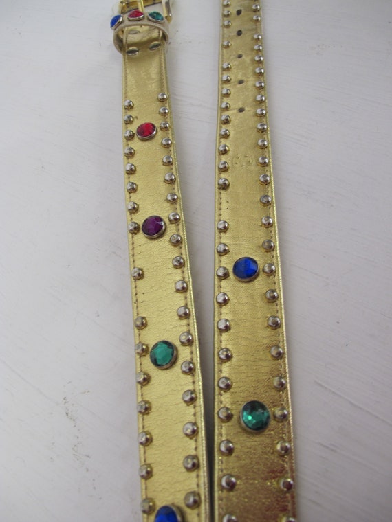 Gold Cowboy Belt Gold Belt 1980 Belt Rhinestone Cowgi… Gem