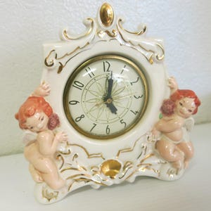 Angel Clock Made in USA Cherub Rococo Style Clock Electric Lanshire