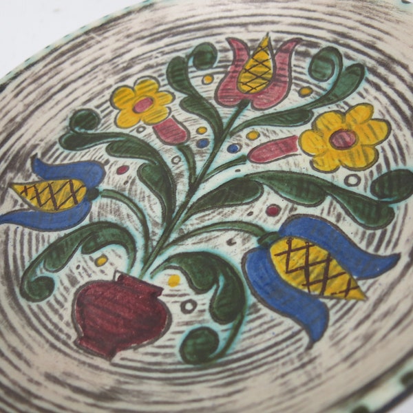 GMUNDNER KERAMIK Wall Plate Pottery Plate Artisan Pottery Floral Austrian Pottery