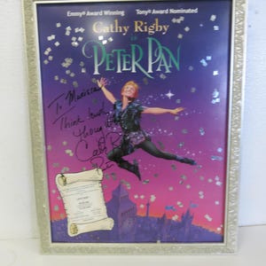 Vintage Broadway Memorabilia Autographed Theatre Cathy Rigby Peter Pan Signed Framed Poster