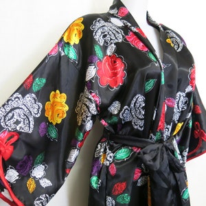 Kimono Robe Floral Satin Robe Full length Loungewear