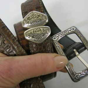 Vintage Reversible Western Belt: Silver Buckle Concho Cowgirl Belt