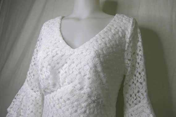 White Crochet Dress White Lace Dress Short Length… - image 1