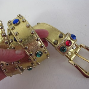 Gold Cowboy Belt Gold Belt 1980 Belt Rhinestone Cowgirl Belt Studs