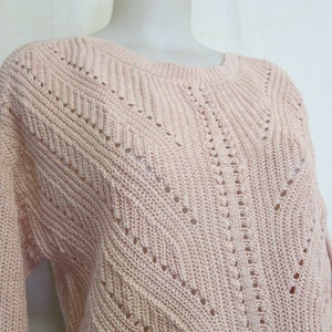 Cotton Sweater LL Bean Pink Pearl Sweater Bulky Knit