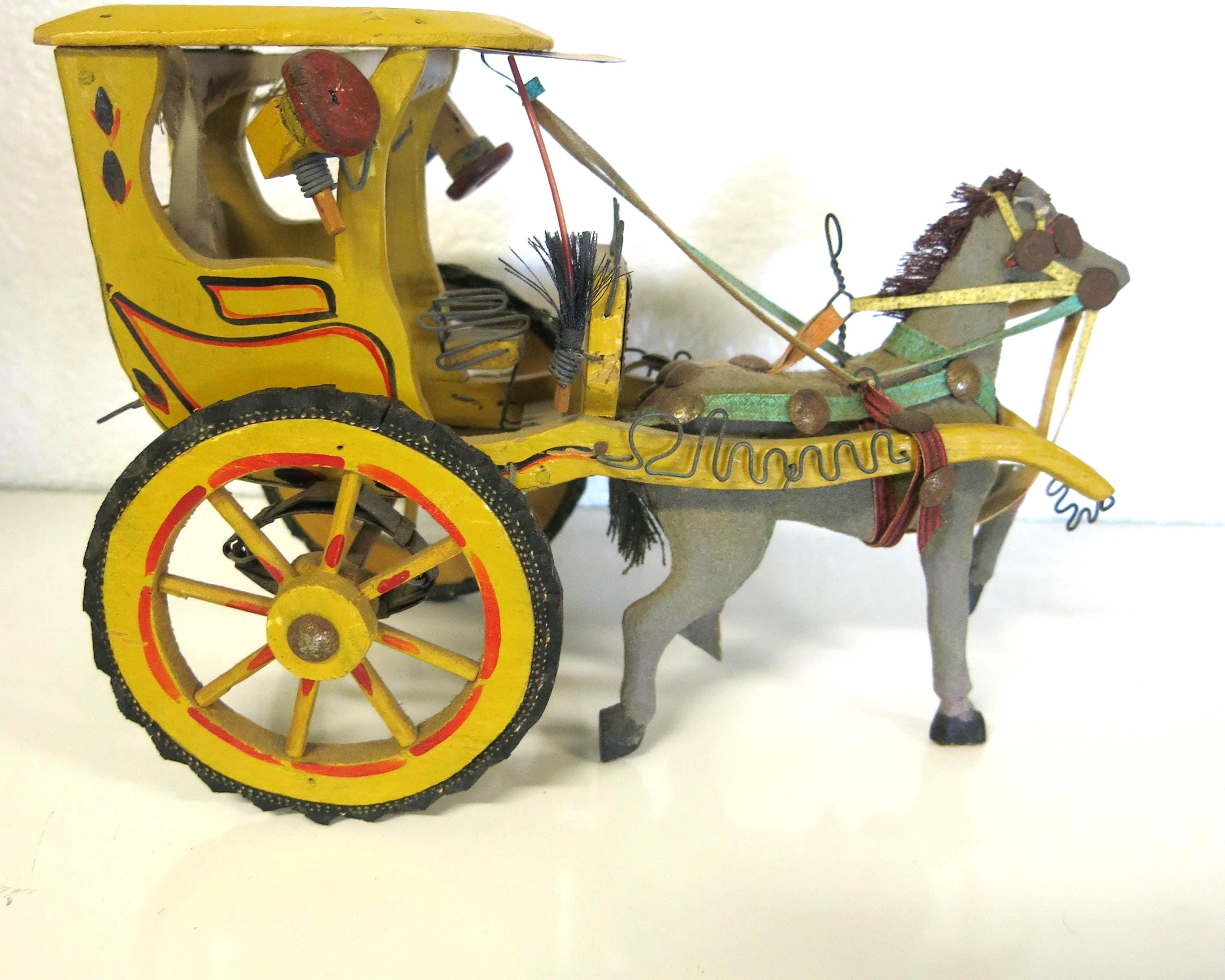 Vintage 1950s Sicilian Mule Cart: Painted Wood & Metal Souvenir - Etsy