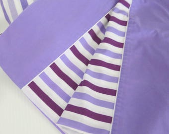 Cotton Stripe Pillowcases Purple and White 1960