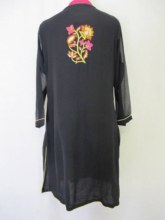 Embroidered Boho Silk Tunic Dress - image 2