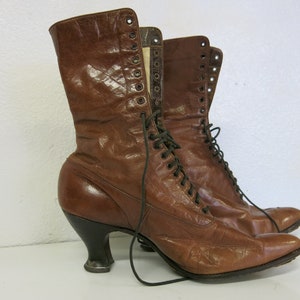 Edwardian Boots Woman&#39;s Victorian Boots Brown 5 1/2 Narrow Peter&#39;s St Louis