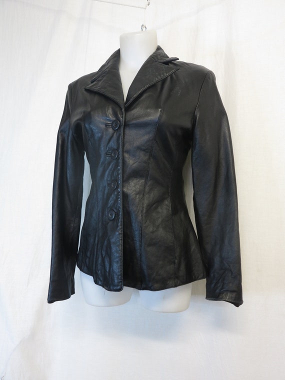 Black Leather Jacket  Black Leather Blazer Wilson… - image 1