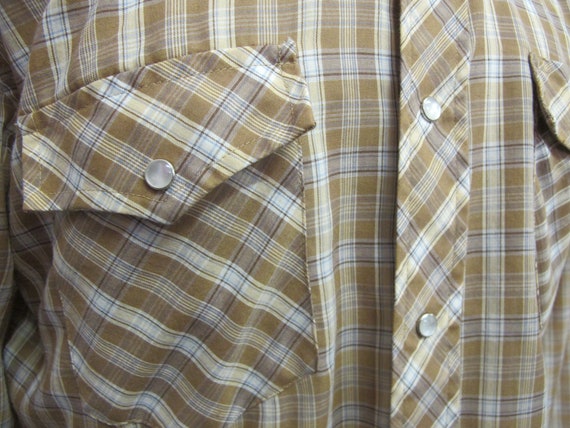 1960 Western Cowboy Shirt Plaid Ranch Shirt Rocka… - image 4