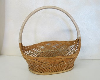 Cesta japonesa de bambú para ikebana: cesta vintage para flores.