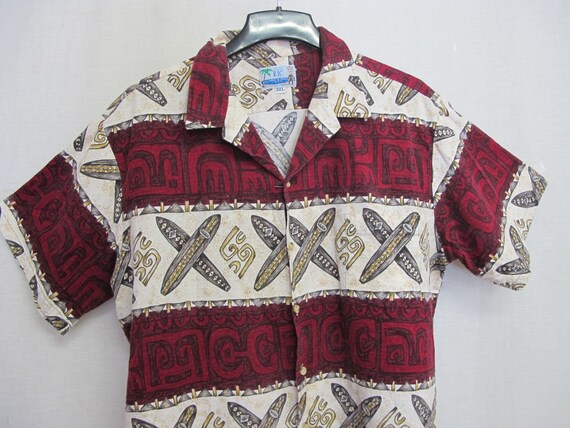 Retro Hawaiian Bark cloth Shirt Surfer Aloha Shirt