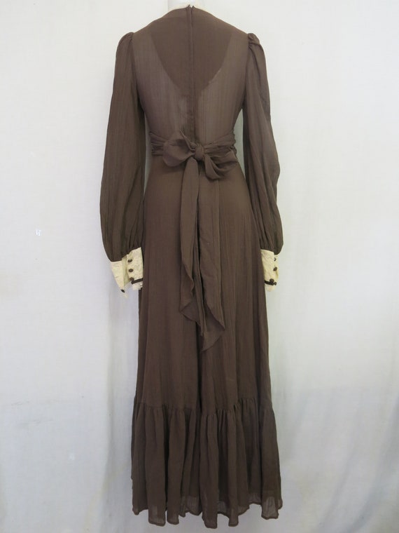 Prairie Style Victorian Dress 1970's Cotton Voile - image 2