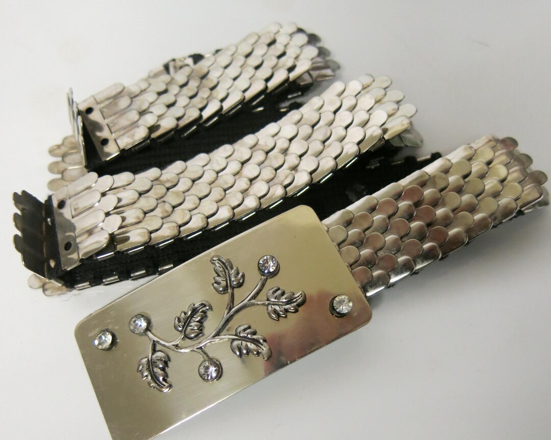 70's Silver Elastic Fish Scale Belt main image 0