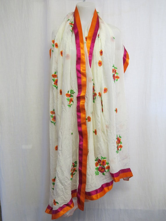 Silk Chiffon Shawl Embroidered Shawl Embroidered … - image 7