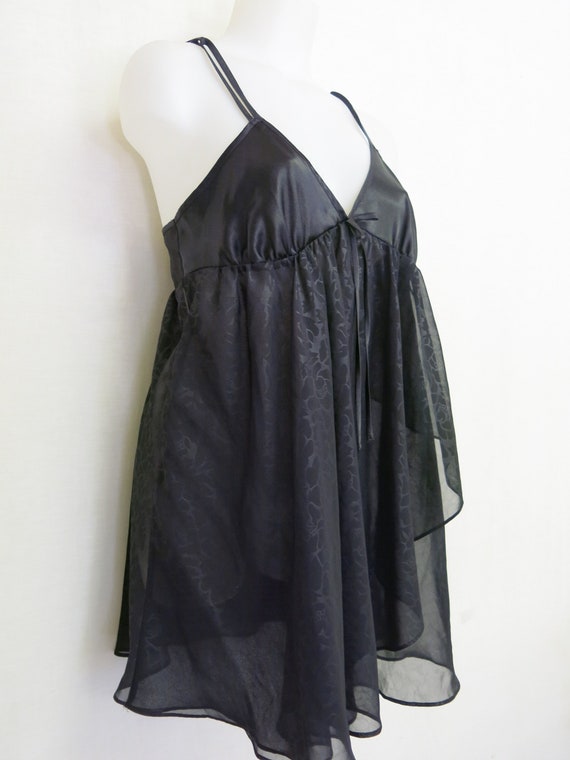 Sheer Black Baby Doll Short Black Chiffon nightgow