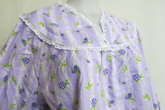 Old Fashioned Cotton Nightgown Long Sleeve Flanne… - image 2